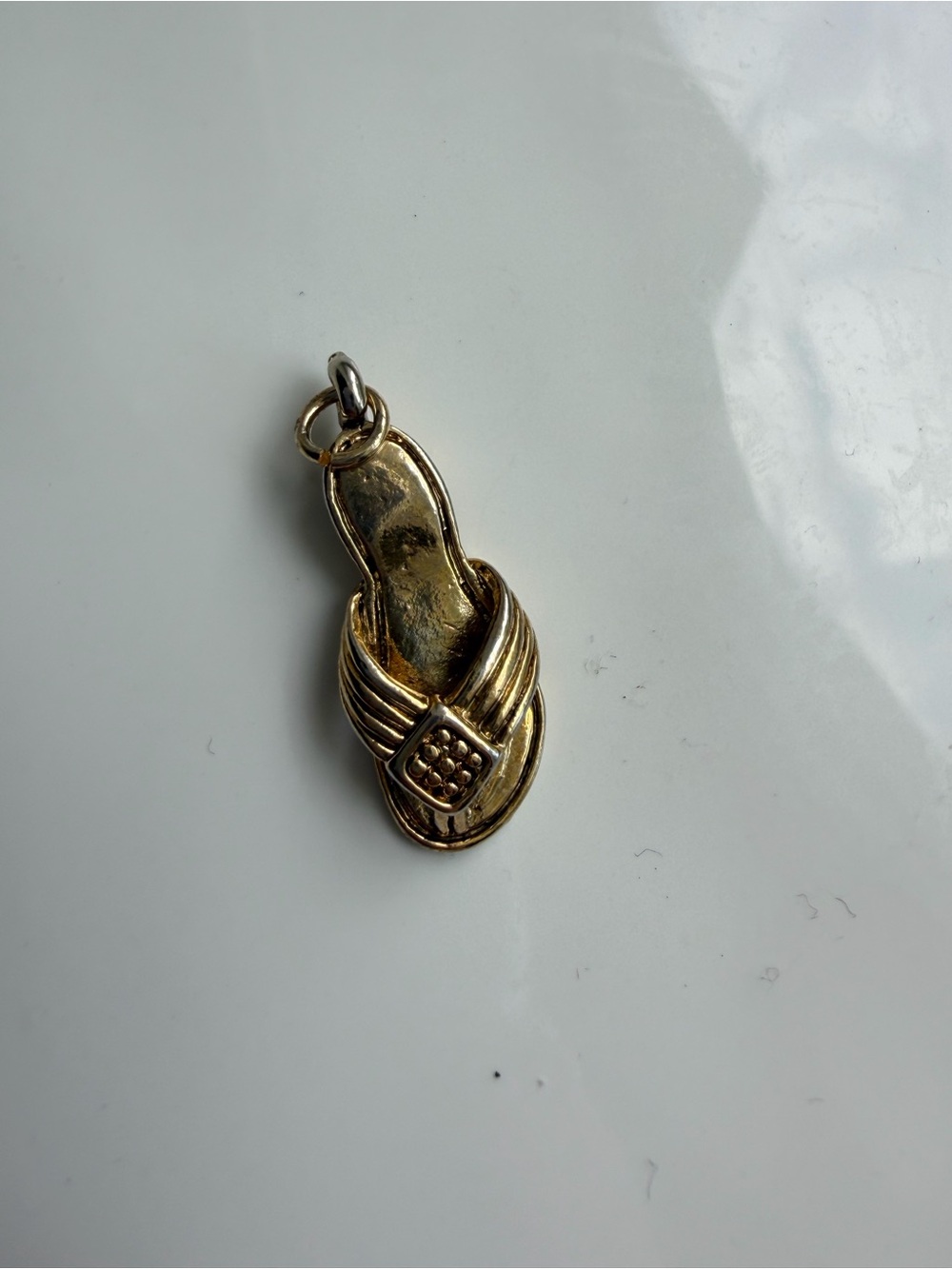 VINTAGE Gold Tone Flip Flop Charm Pendant